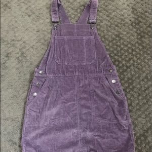 purple overall dress
